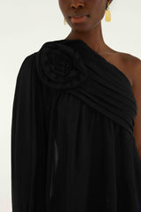 Black Rose One Shoulder Blouse