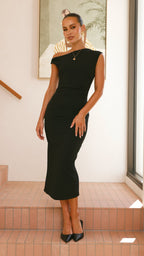 Lilah Midi Dress - Black