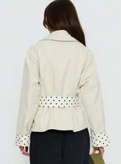 Meriana Cropped Trench Beige Polka Dot