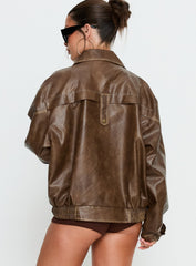Jaxton Faux Leather Jacket Light Brown