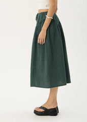 AFENDS Womens Marlow - Midi Skirt - Reverb Pine Check