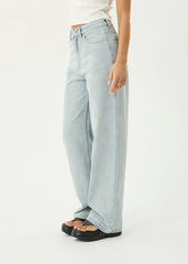 AFENDS Womens Bella - Denim Wide Leg Jean - Stone Blue