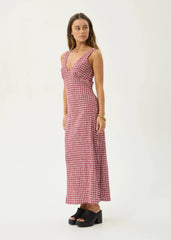 AFENDS Womens Tully - Seersucker Maxi Dress - Base Burgundy Check