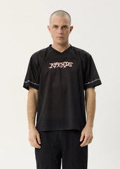 AFENDS Mens Nationals - Mesh Jersey Boxy Tee - Black