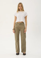 AFENDS Womens Bella - Denim Wide Leg Jean - Washed Olive
