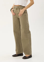 AFENDS Womens Bella - Denim Wide Leg Jean - Washed Olive