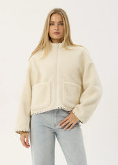 AFENDS Womens Berlin - Reversible Polar Fleece Jacket - Moonbeam