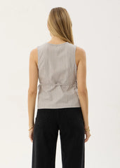 AFENDS Womens Tiara - Wrap Top - Olive Stripe