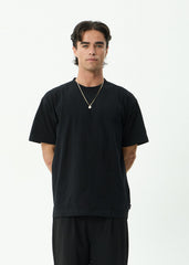 AFENDS Mens Genesis - Heavyweight Boxy Tee - Black