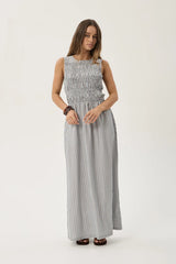 AFENDS Womens Sofia - Maxi Dress - Coffee / Blue Stripe