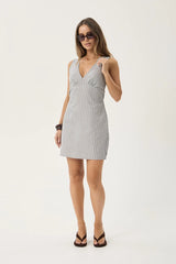 AFENDS Womens Grace - Mini Dress - Coffee / Blue Stripe