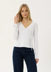 AFENDS Womens Jones - Wrap Long Sleeve Top - White