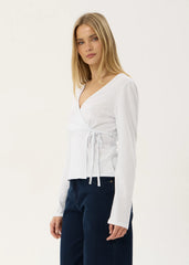 AFENDS Womens Jones - Wrap Long Sleeve Top - White