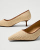 Straw Nip Toe Kitten Heel Pump