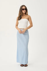 AFENDS Womens Lita - Seersucker Maxi Skirt - Blue