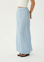 AFENDS Womens Lita - Seersucker Maxi Skirt - Blue