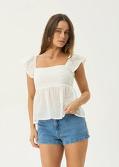 AFENDS Womens Drew - Top - White Anglaise