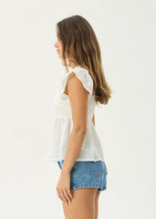 AFENDS Womens Drew - Top - White Anglaise
