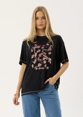 AFENDS Womens Unchained - Oversized Tee - Stone Black