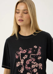 AFENDS Womens Unchained - Oversized Tee - Stone Black