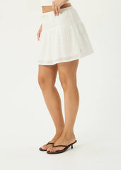 AFENDS Womens Poppi - Mini Skirt - White Anglaise