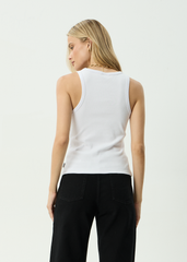 AFENDS Womens Wild Rose - Rib Singlet - White