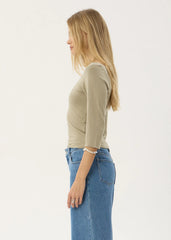 AFENDS Womens Dimi - 3/4 Sleeve Top - Grey