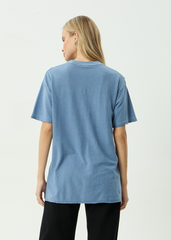 AFENDS Womens Slay - Oversized Tee - Washed Slate Blue