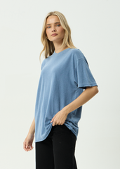 AFENDS Womens Slay - Oversized Tee - Washed Slate Blue