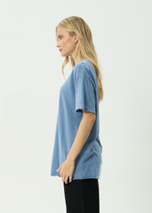 AFENDS Womens Slay - Oversized Tee - Washed Slate Blue