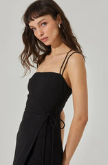 Brinda Wrap Midi Dress - Black