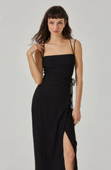 Brinda Wrap Midi Dress - Black