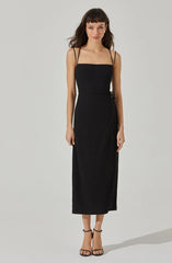 Brinda Wrap Midi Dress - Black
