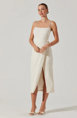 Brinda Wrap Midi Dress - Cream