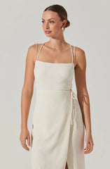 Brinda Wrap Midi Dress - Cream
