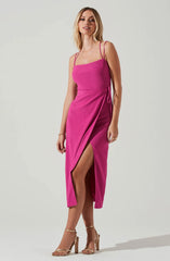 Brinda Wrap Midi Dress - Pink