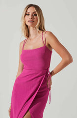 Brinda Wrap Midi Dress - Pink