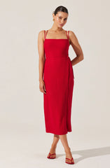 Brinda Wrap Midi Dress - Red