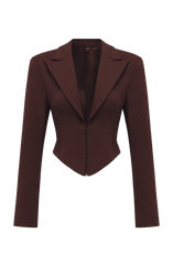 Agatha Cropped Blazer - Plum Brown
