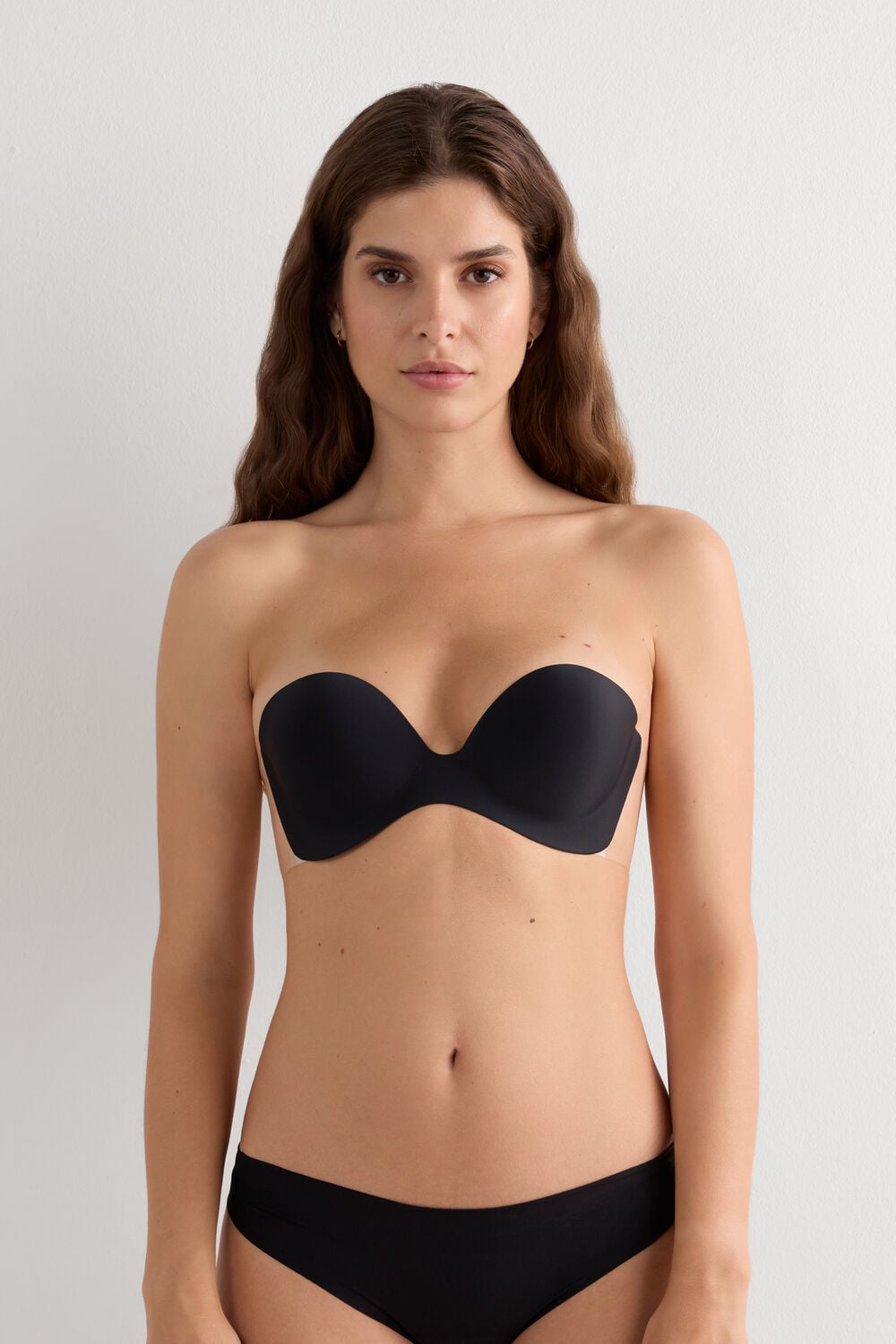 Transparent Back Strapless Bra - Black