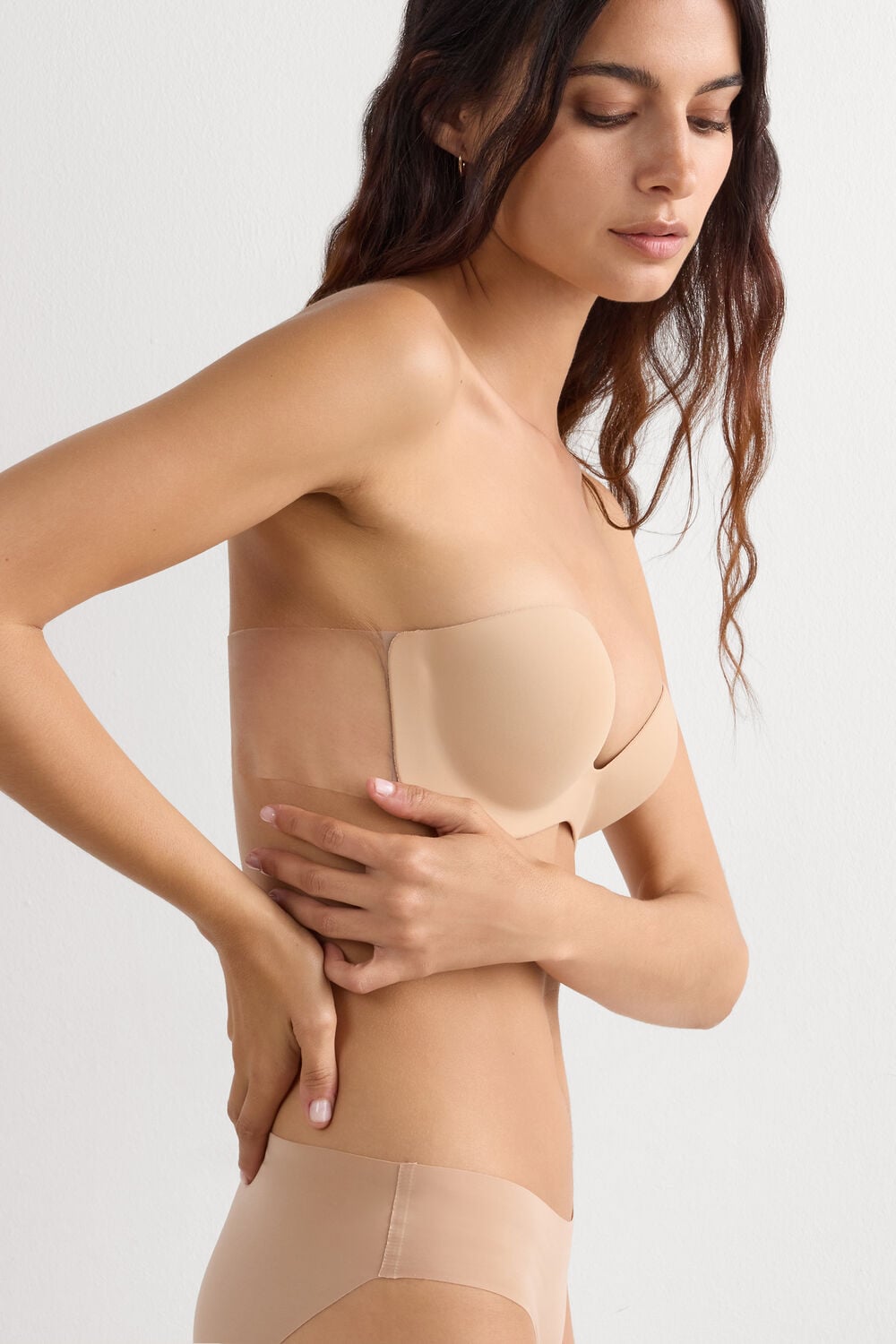 Transparent Back Strapless Bra - Honey Soft Beige