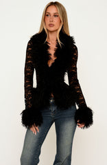 Street Poetry Lace Long Sleeve Top Black