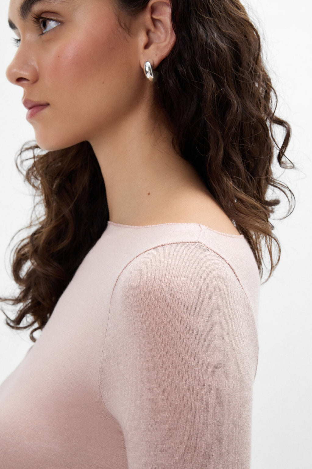 Boat Neck Modal Cashmere Ultralight Top - Macaron Rose