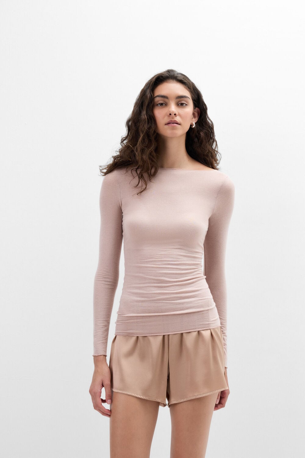 Boat Neck Modal Cashmere Ultralight Top - Macaron Rose