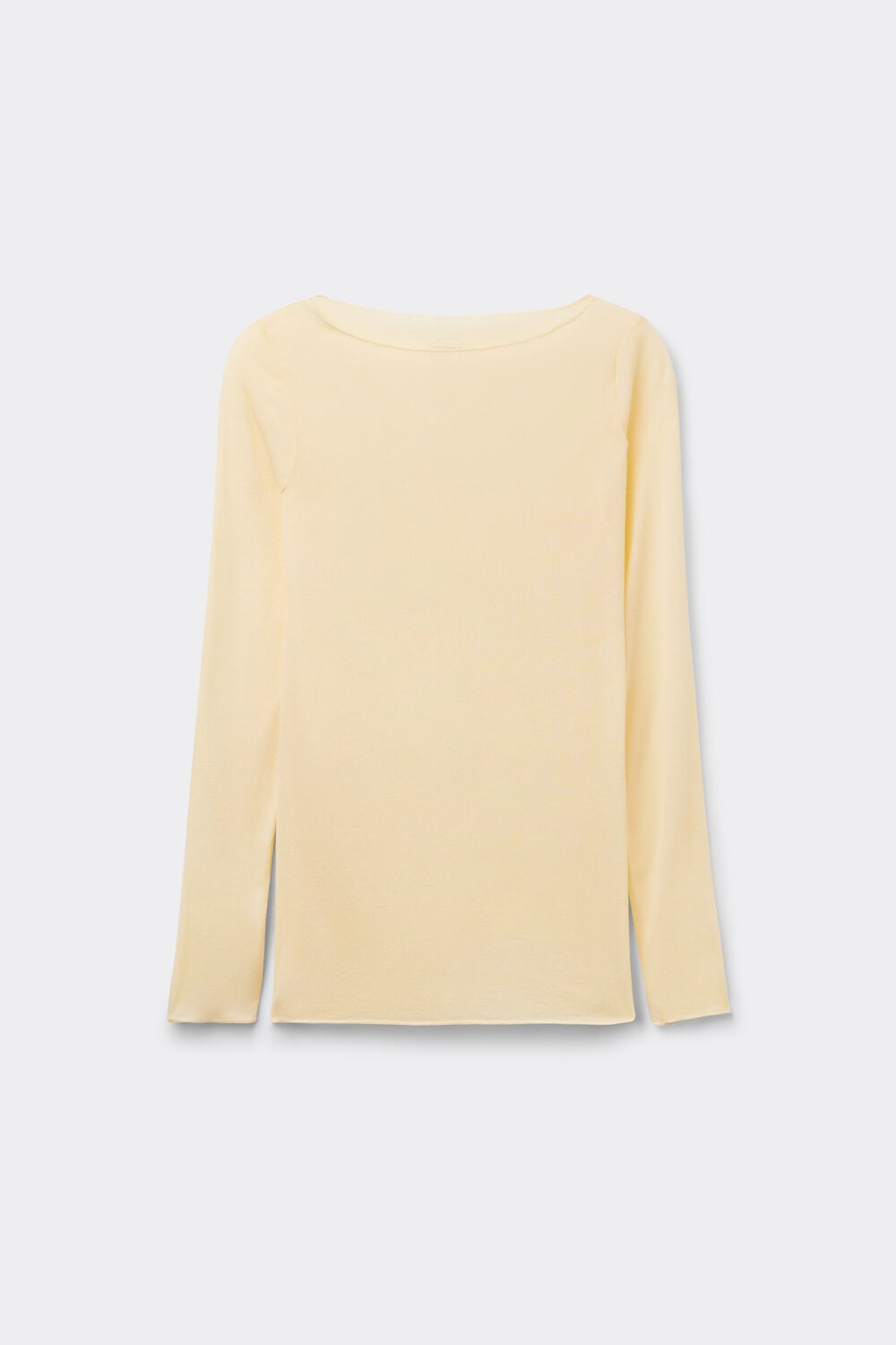 Boat Neck Modal Cashmere Ultralight Top - Flan Yellow