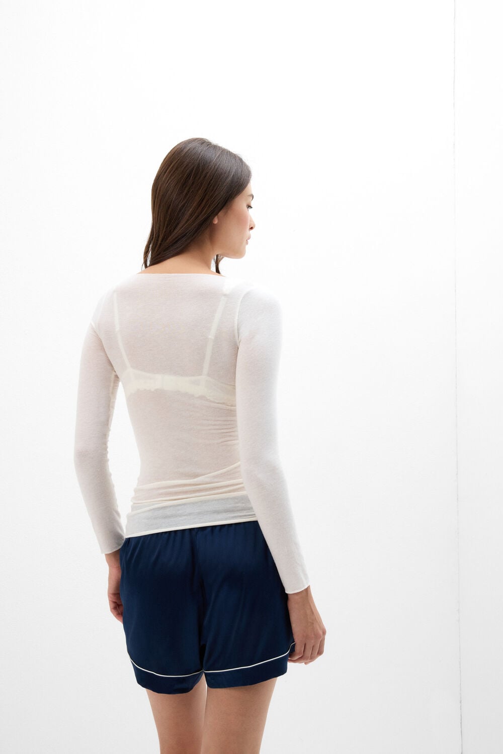 Boat Neck Modal Cashmere Ultralight Top - Ivory