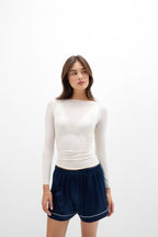 Boat Neck Modal Cashmere Ultralight Top - Ivory
