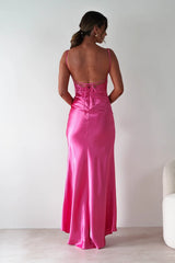 Celinee Satin Maxi Gown | Hot Pink