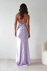 Celinee Satin Maxi Gown | Lilac