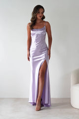 Celinee Satin Maxi Gown | Lilac